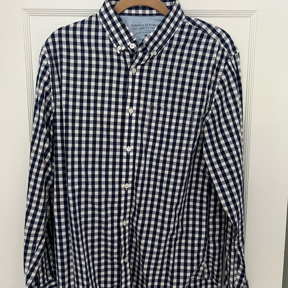 Banana Republic Checkered Button Down Dress Shirt